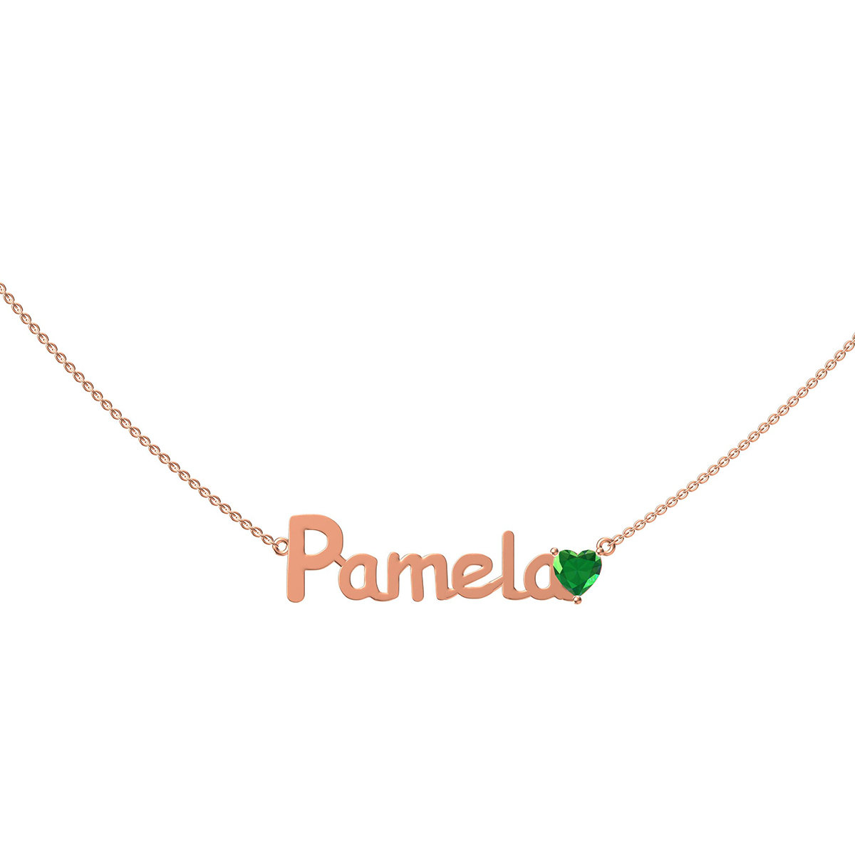 Custom Heart Cut Birthstone Name Necklace in Sterling Silver – Personalized Jewelry Gift for Her