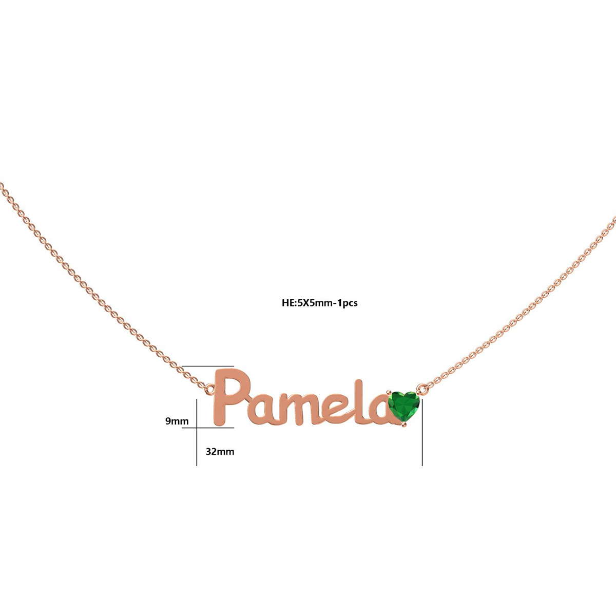 Custom Heart Cut Birthstone Name Necklace in Sterling Silver – Personalized Jewelry Gift for Her