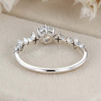 Ound Moissnaite engagement ring Unique Moissanite engagement ring White gold diamond engagement ring flower ring Bridal Promise Anniversary