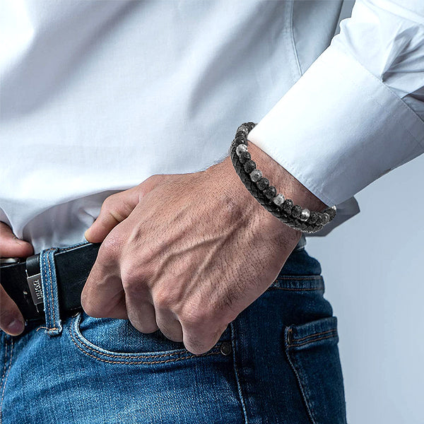 Natural Agate Stone Leather Beaded Bracelet(Limited time discount 🔥 last day)-WAIOLTD