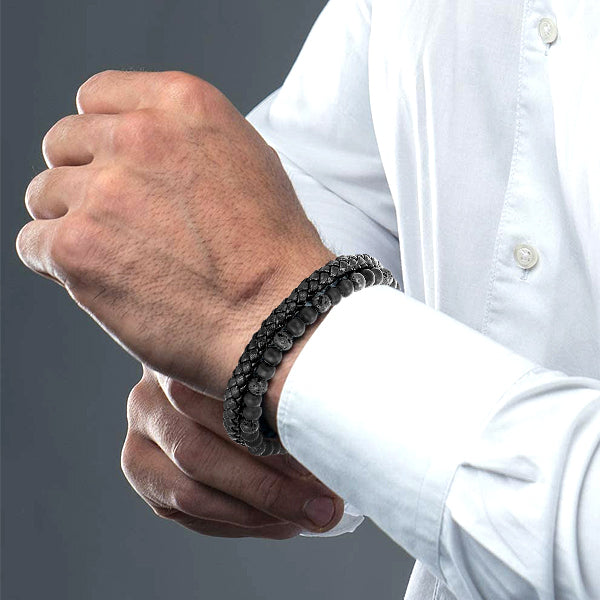 Natural Agate Stone Leather Beaded Bracelet(Limited time discount 🔥 last day)-WAIOLTD