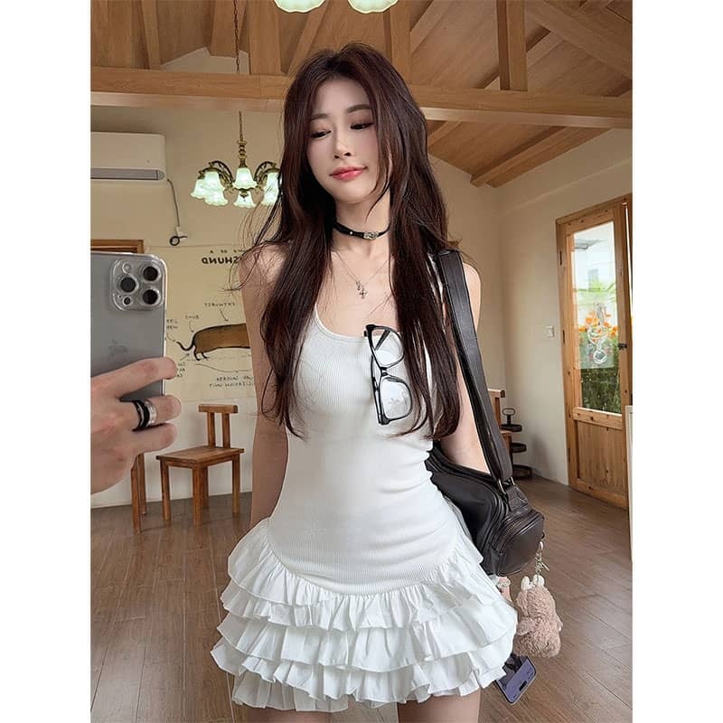 Sweet Ruffle Sleeveless Dress