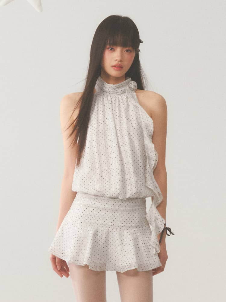 Halter Neck Polka Dot Dress