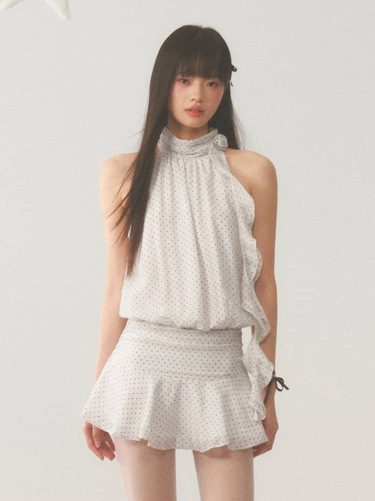 Halter Neck Polka Dot Dress