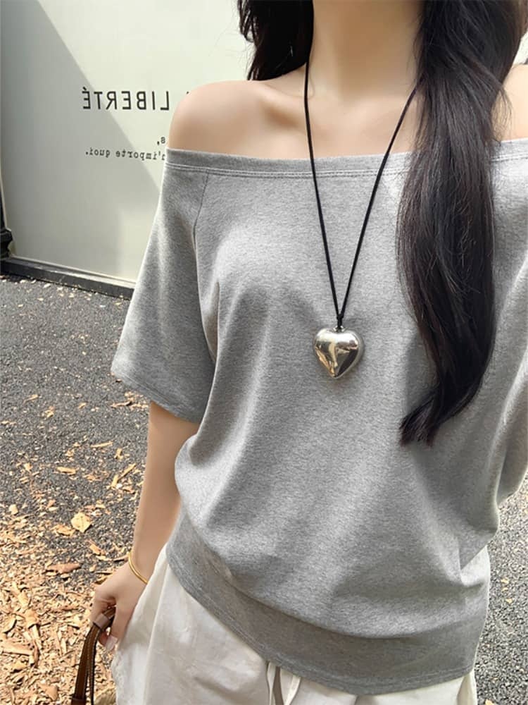 Off-Shoulder Cotton T-shirt