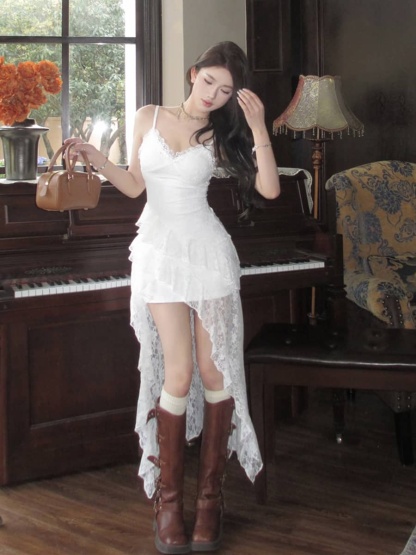 Lace V-Neck Slip Dress