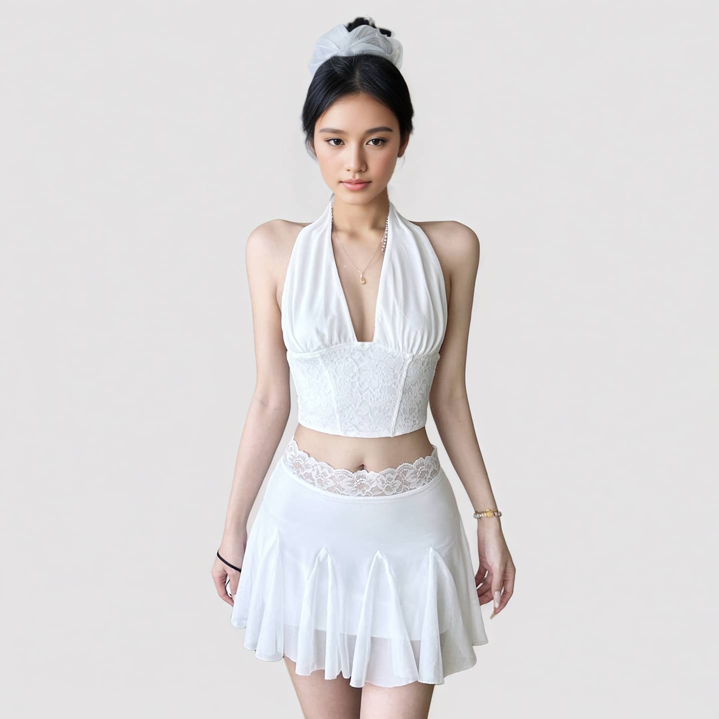 Lace Bustier & Mini Skirt Set