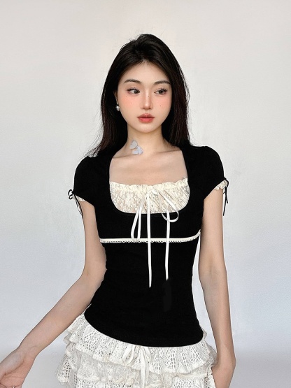 Square Neck Bow Blouse