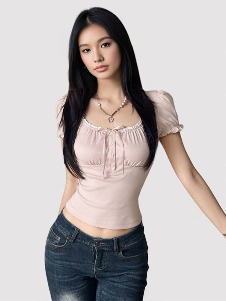 Lace Puff Sleeve Tee