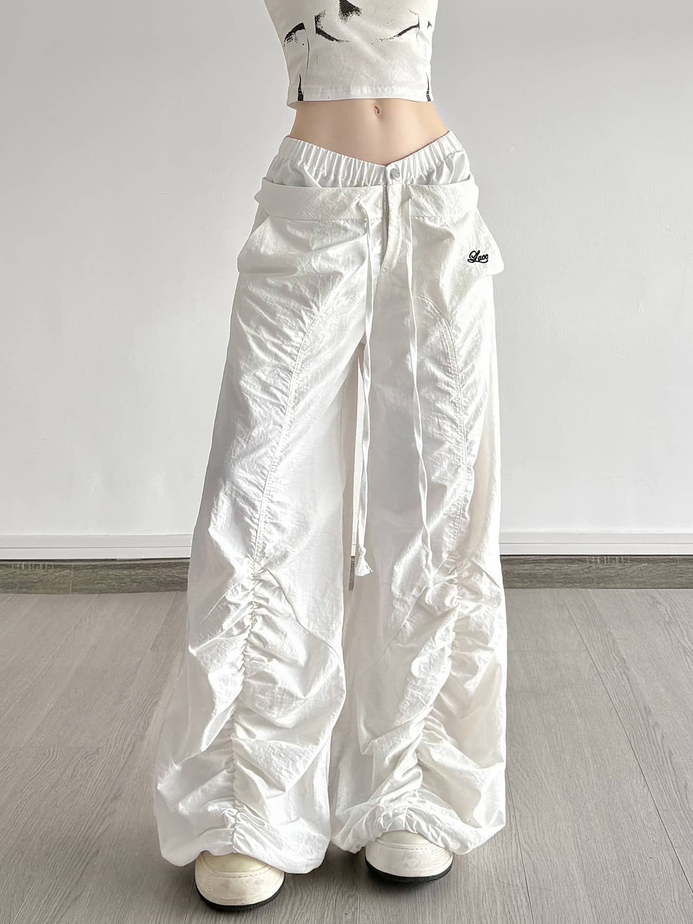 Drawstring Wide Leg Pants