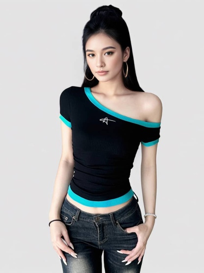 Embroidered Short Sleeve Top | LUNMUL