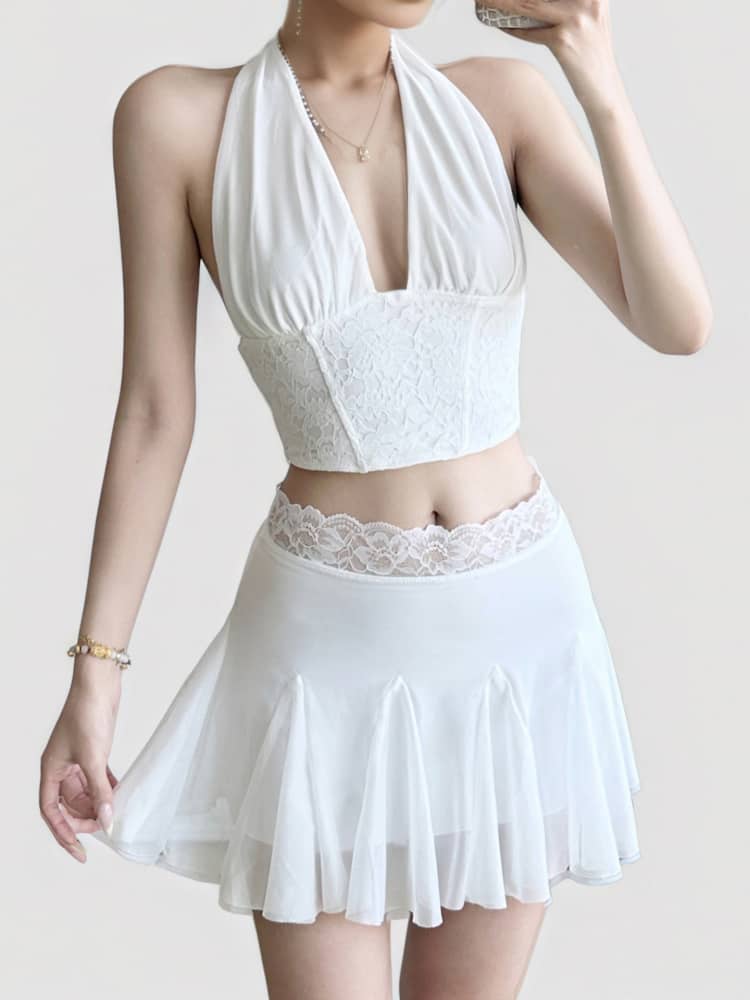 Lace Bustier & Mini Skirt Set