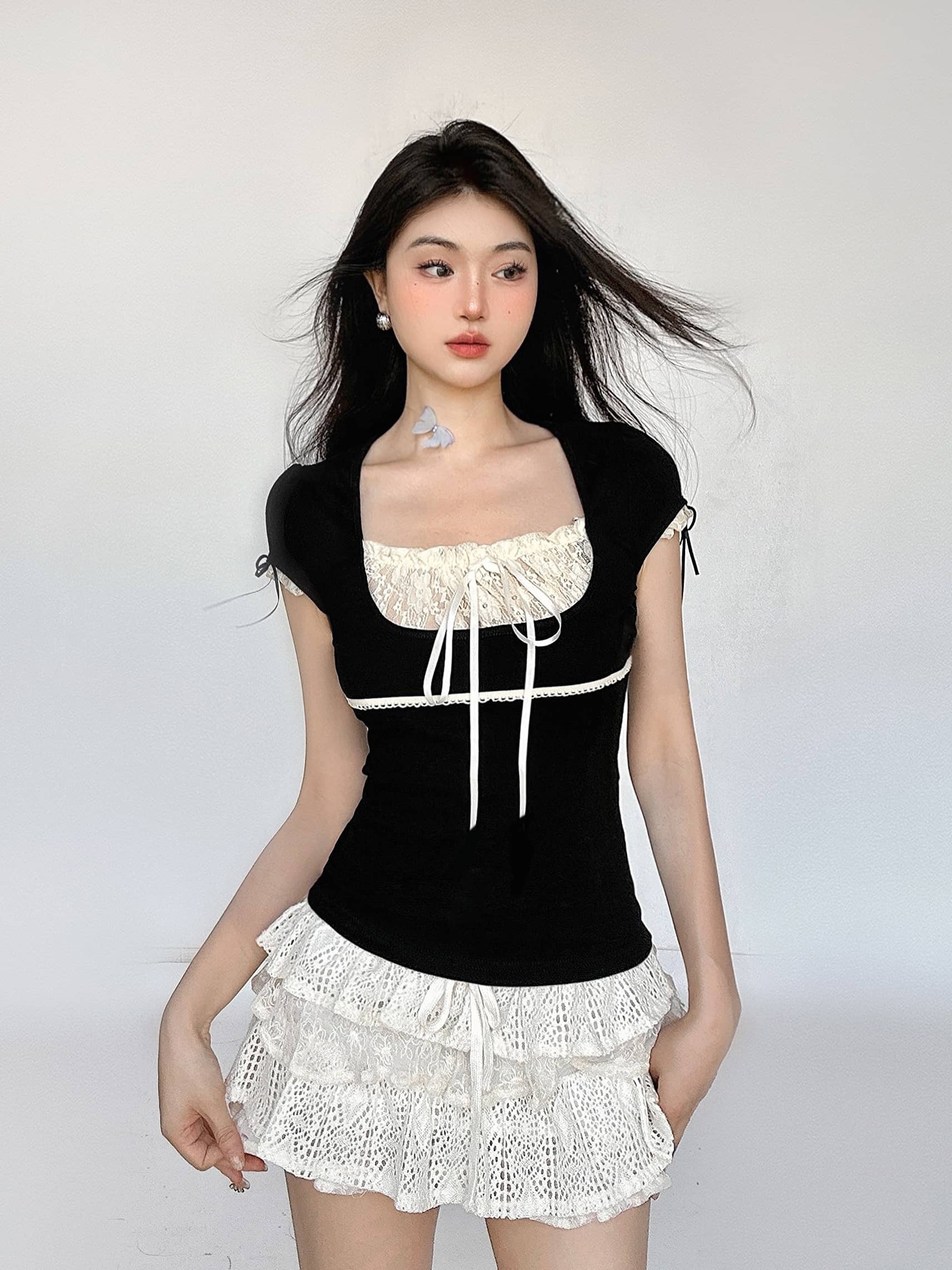 Square Neck Bow Blouse