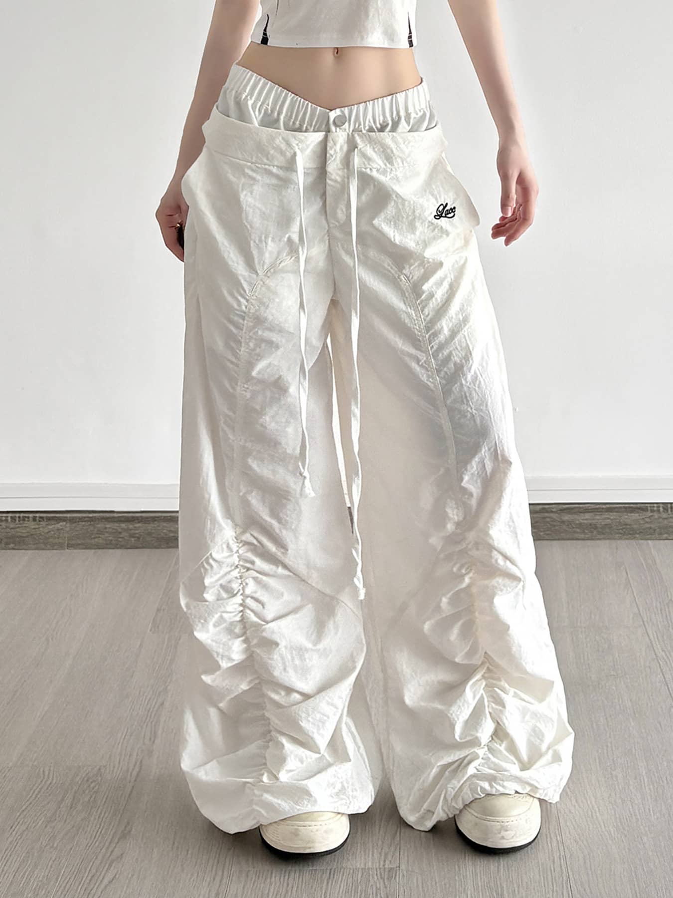 Drawstring Wide Leg Pants