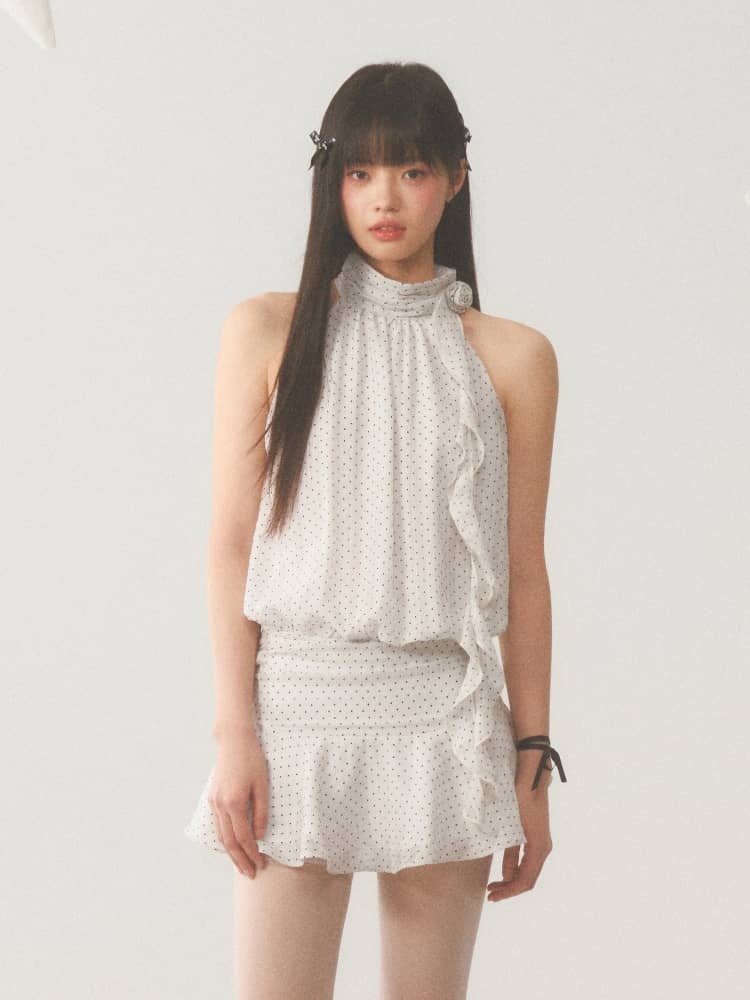 Halter Neck Polka Dot Dress