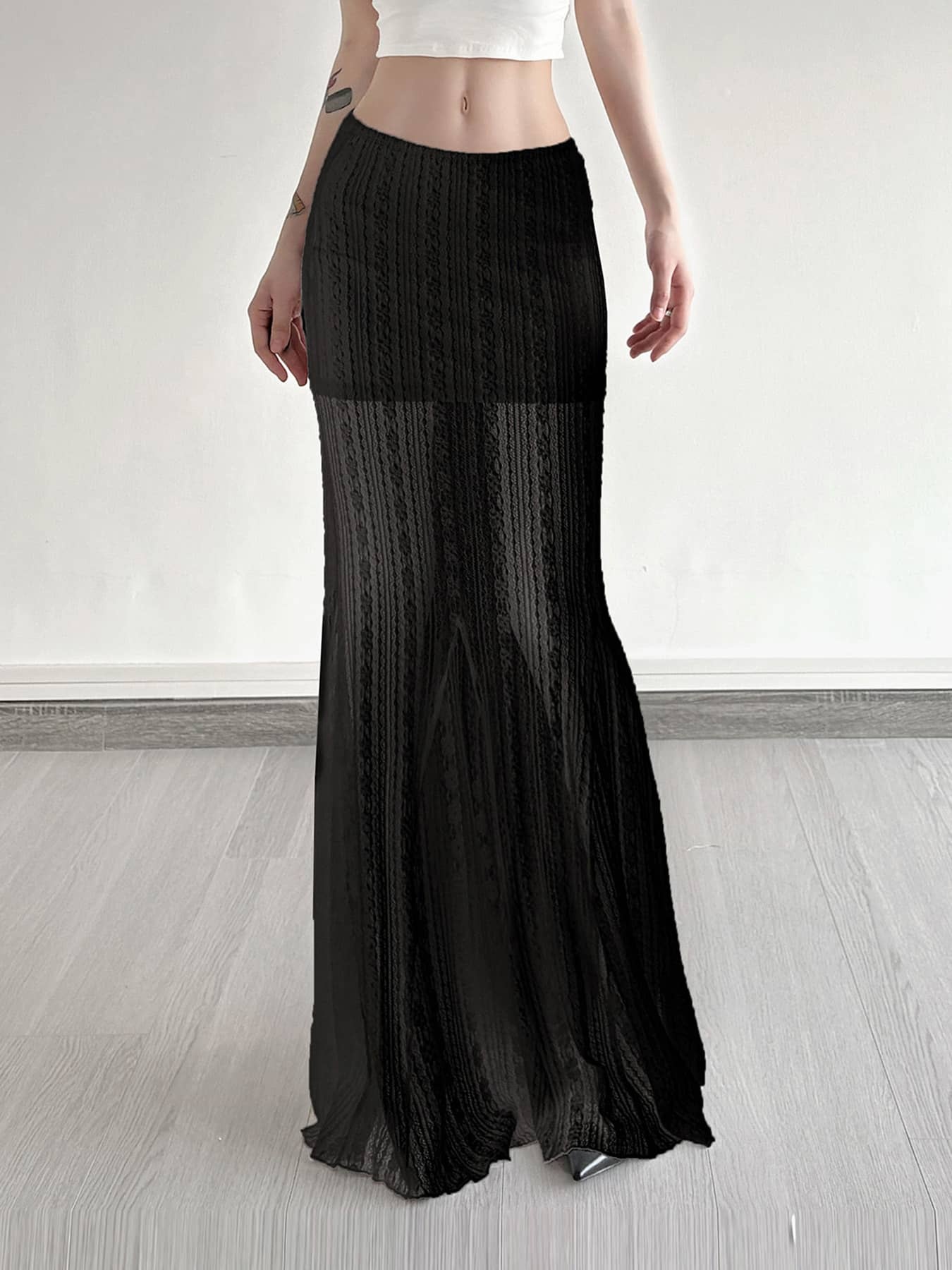 Sheer Panel Mermaid Skirt