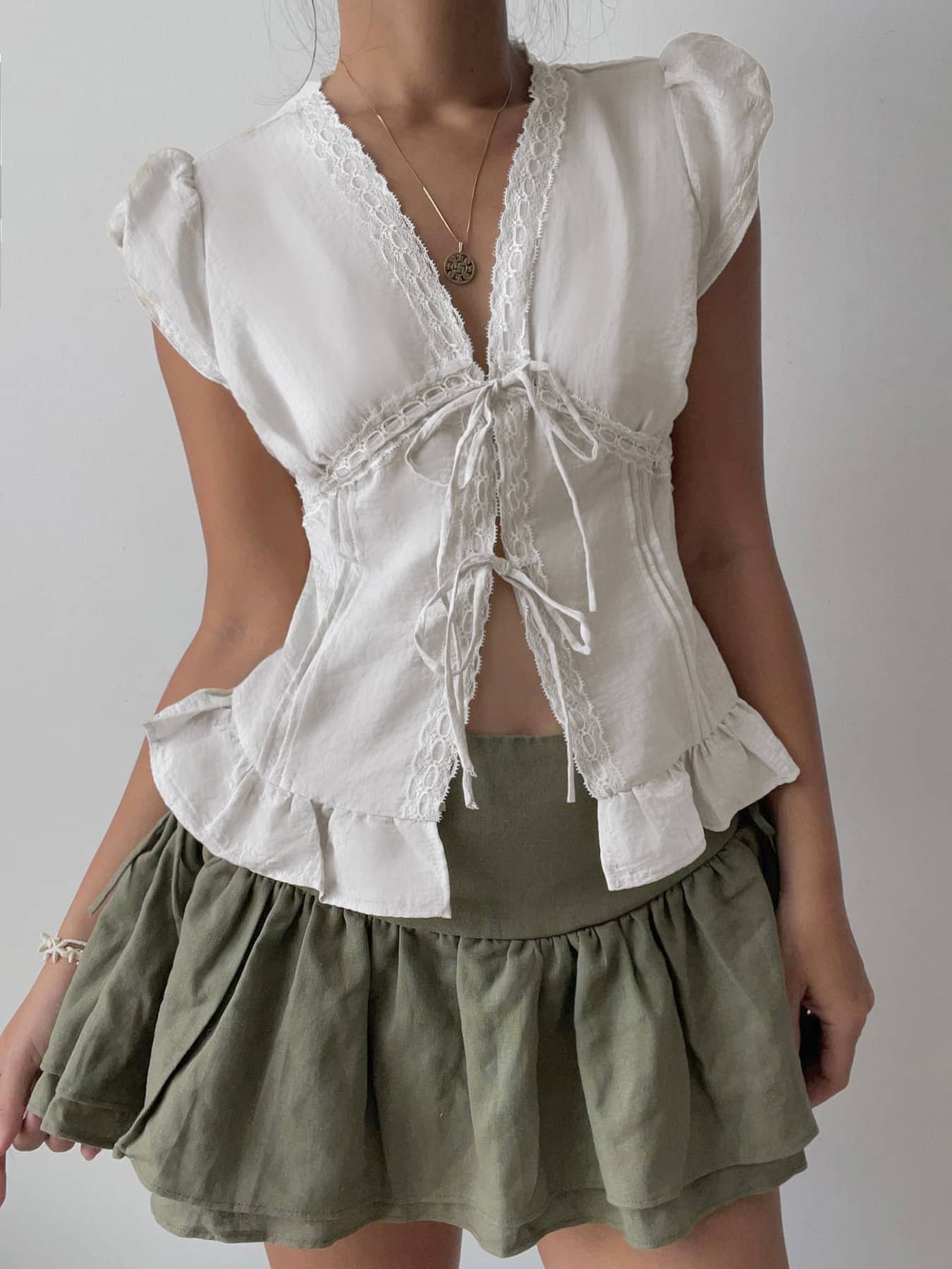 Lace Trim Blouse Top