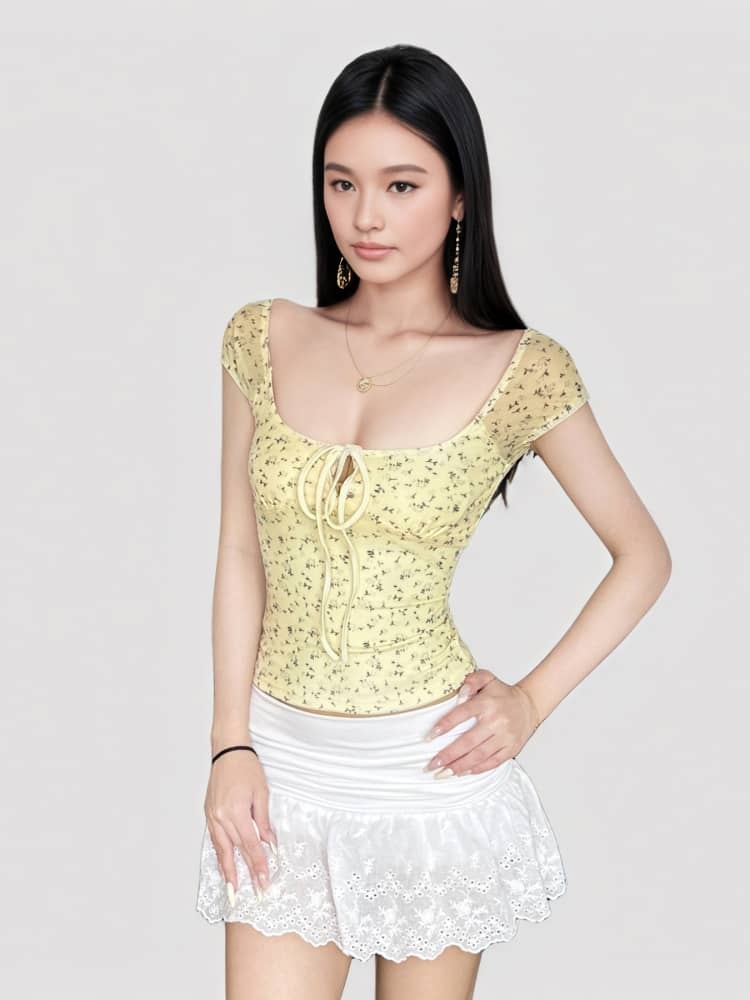 Floral Tie-Front Tee