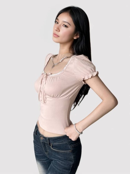 Lace Puff Sleeve Tee