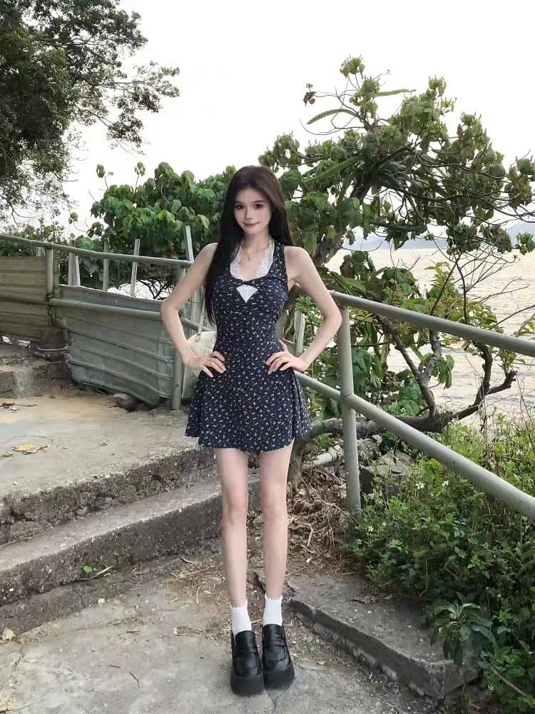 Floral Sweetheart Neck French Dress