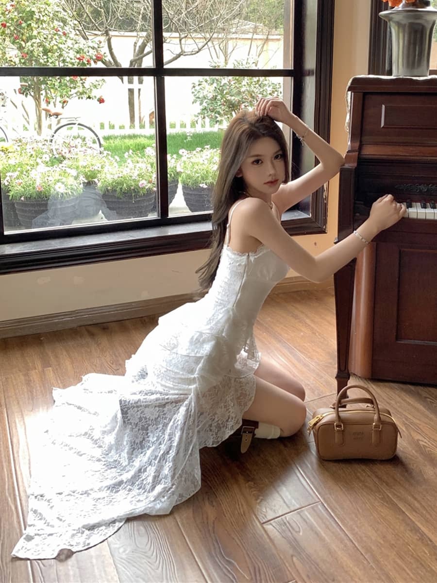 Lace V-Neck Slip Dress