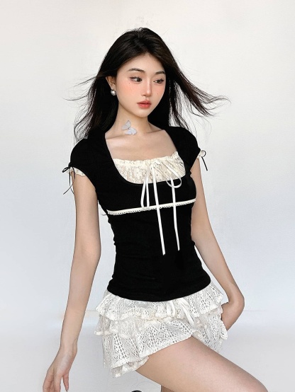 Square Neck Bow Blouse