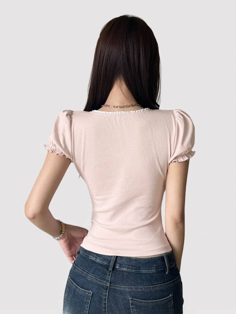 Lace Puff Sleeve Tee