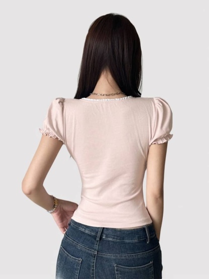 Lace Puff Sleeve Tee