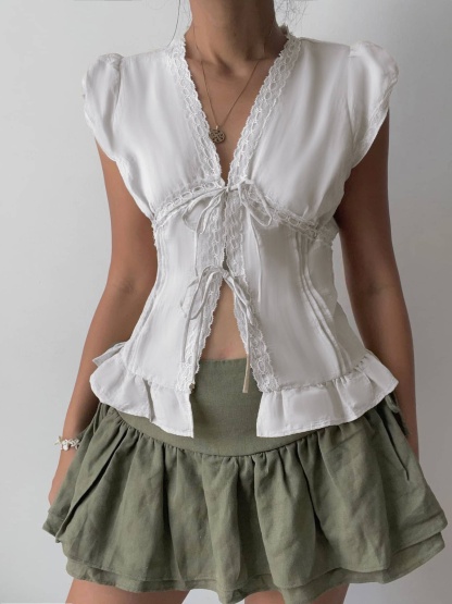 Lace Trim Blouse Top