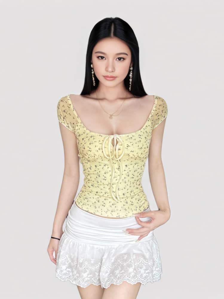 Floral Tie-Front Tee