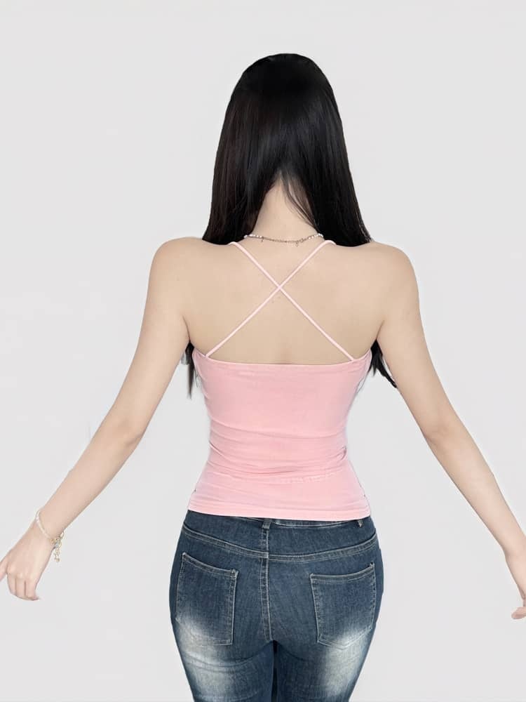 Beaded Crisscross Halter Top