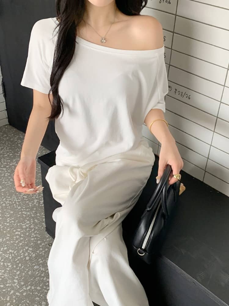 Off-Shoulder Cotton T-shirt