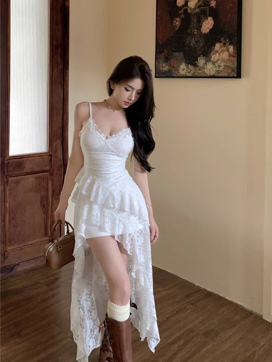 Lace V-Neck Slip Dress