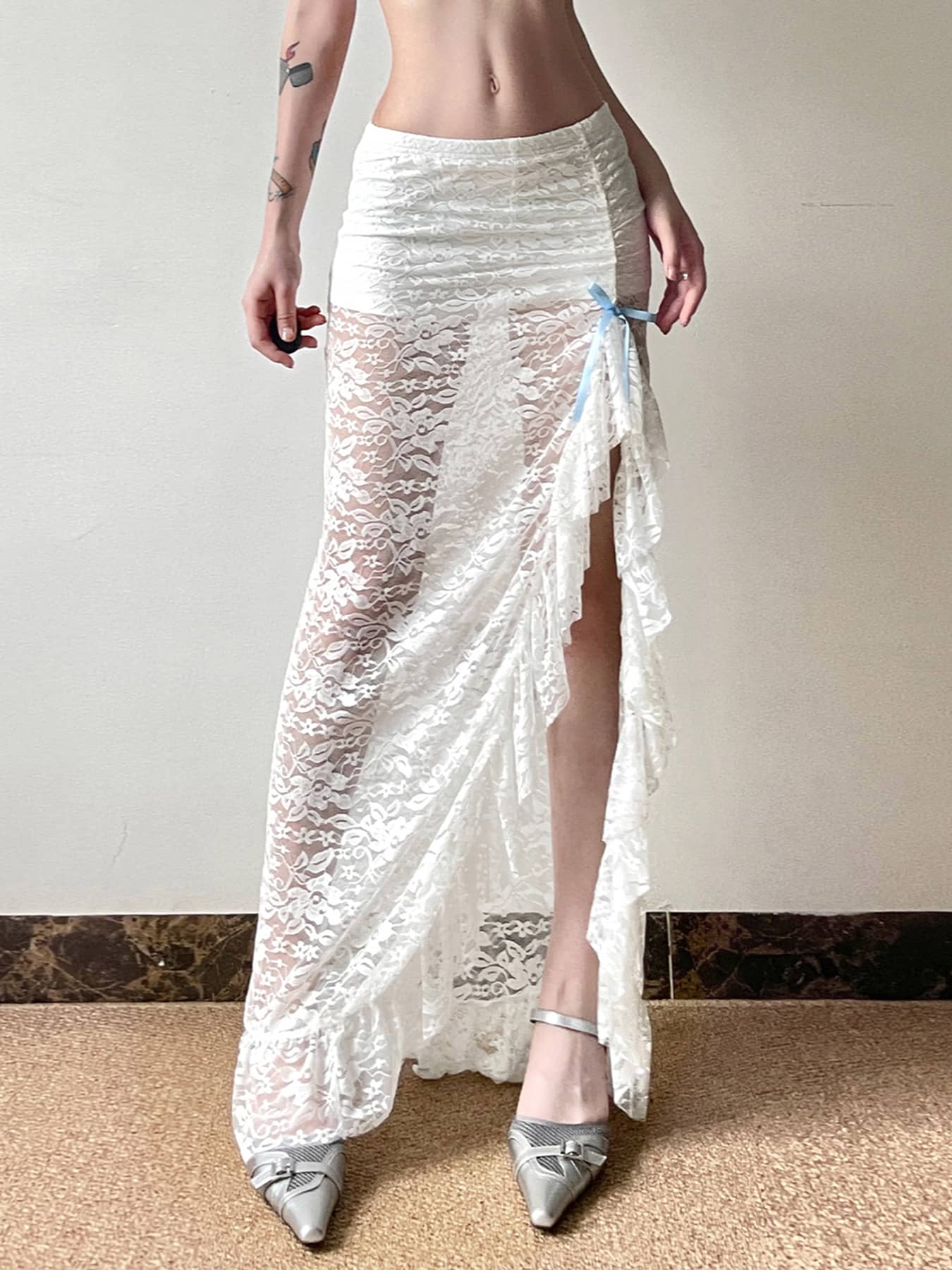 Sheer Panel Mermaid Skirt