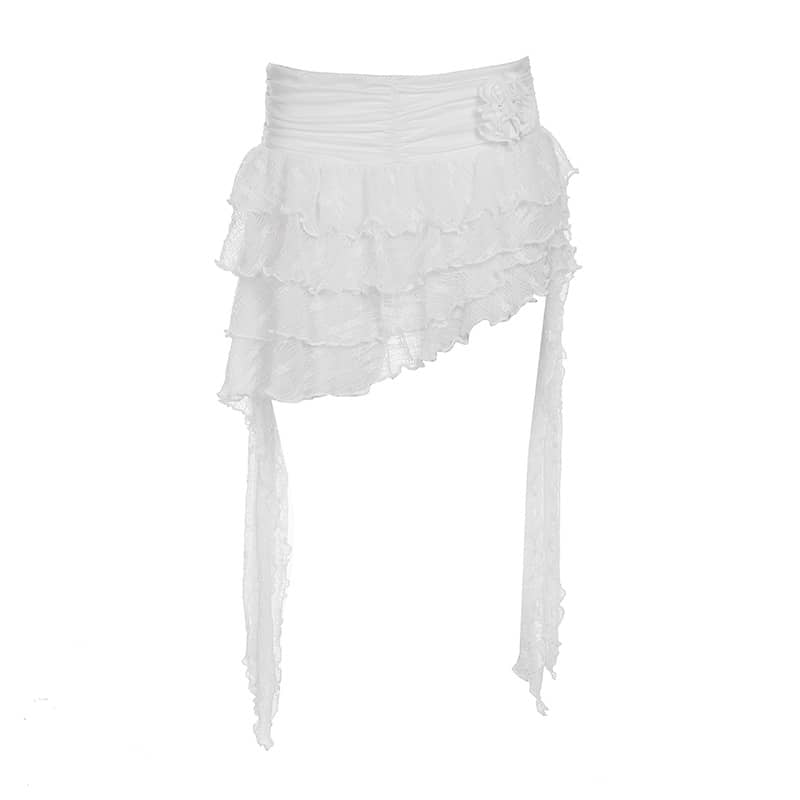 Lace Trim Tiered Skirt