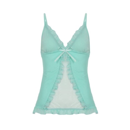 Sheer Panel V-Neck Top | LUNMUL