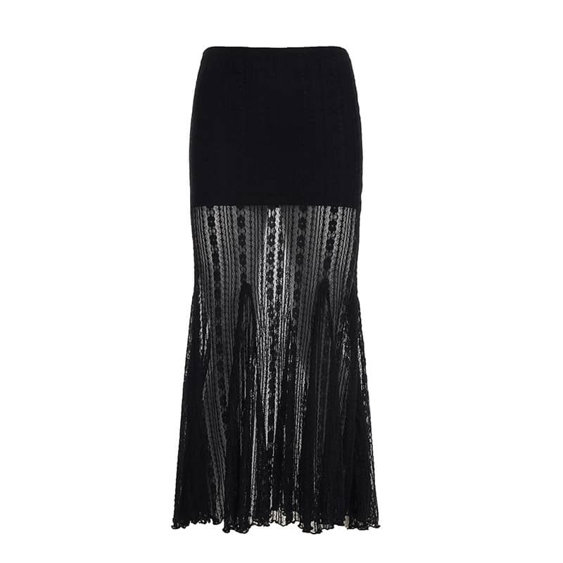 Sheer Panel Mermaid Skirt | LUNMUL