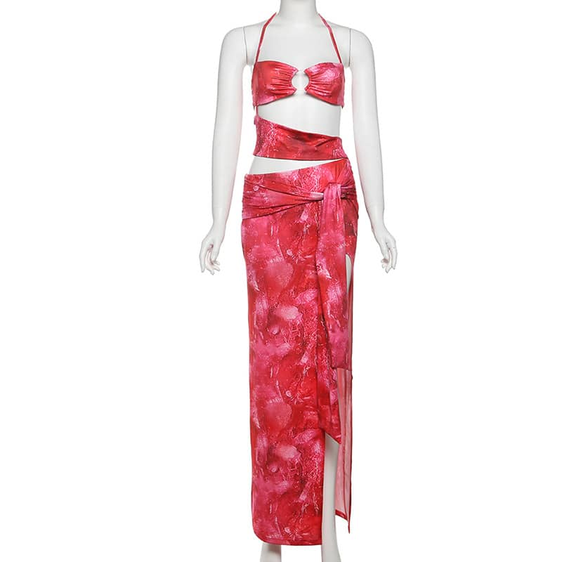 O-Ring Halter Maxi Dress