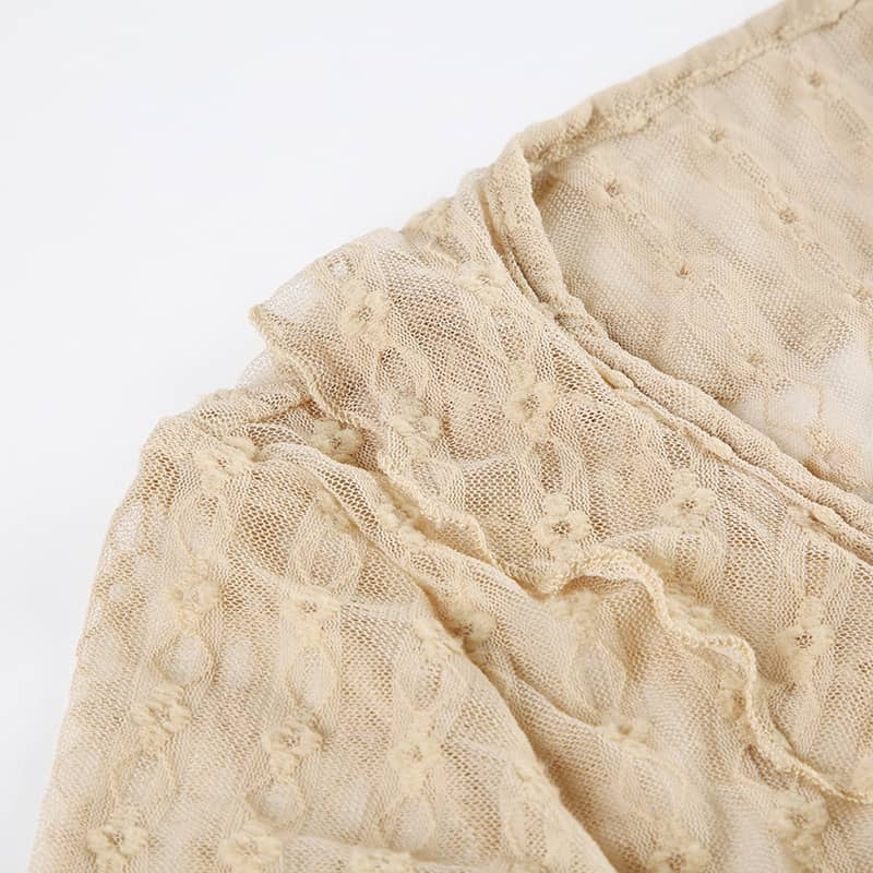 Ruffle Fringe Blouse Lace Top