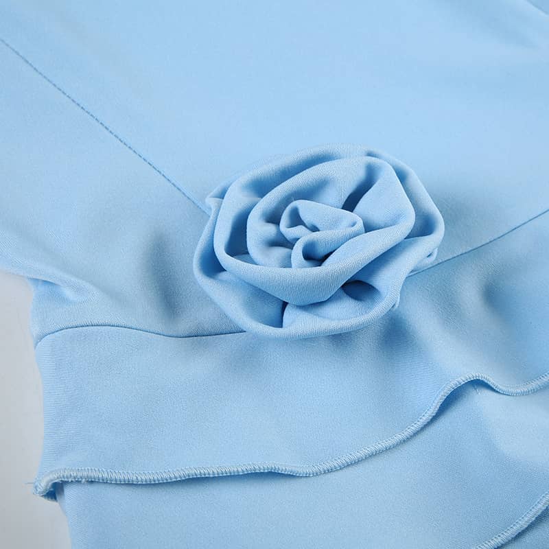 Floral Applique Halter Dress