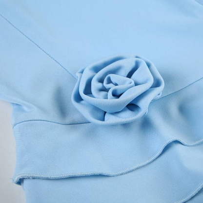 Floral Applique Halter Dress