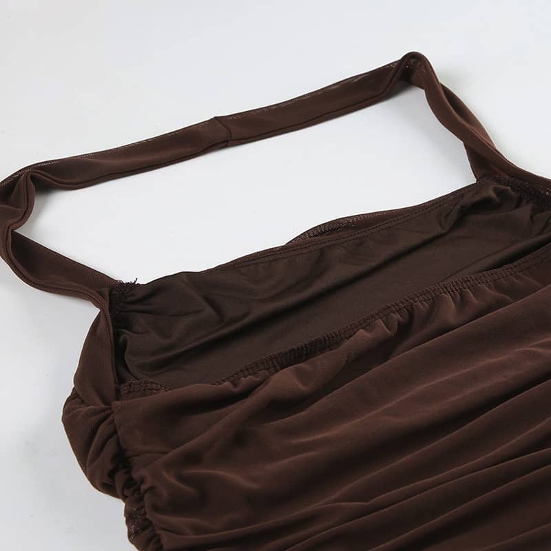 Mesh Panel Halter Dress