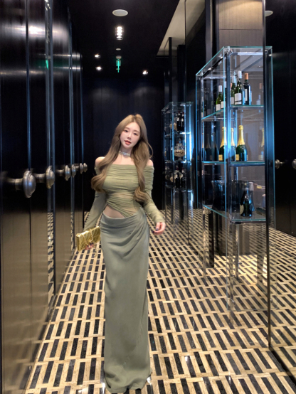 Off-Shoulder Mesh Panel Dress