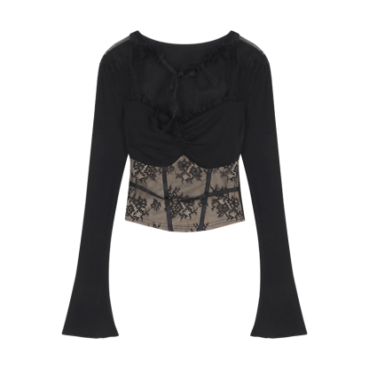 Lace Panel Knit Top | LUNMUL