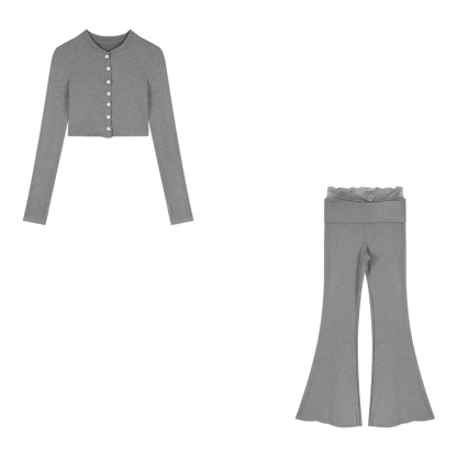 Cropped Top& High-Waist Pants Set