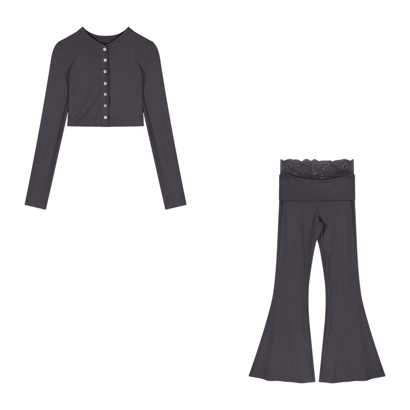 Cropped Top& High-Waist Pants Set