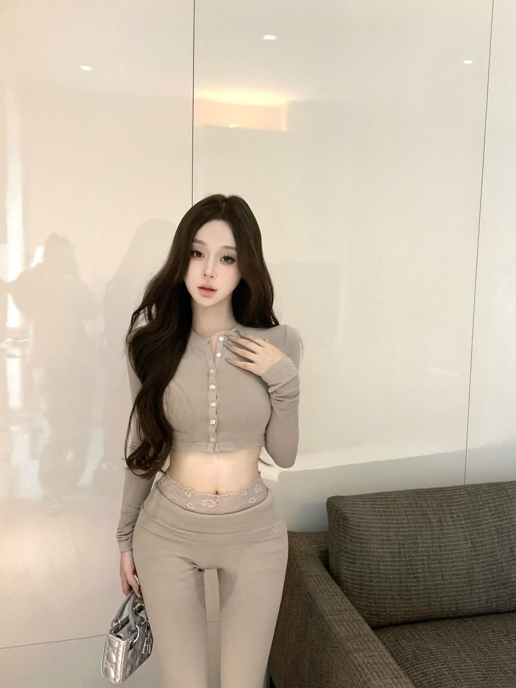 Cropped Top& High-Waist Pants Set