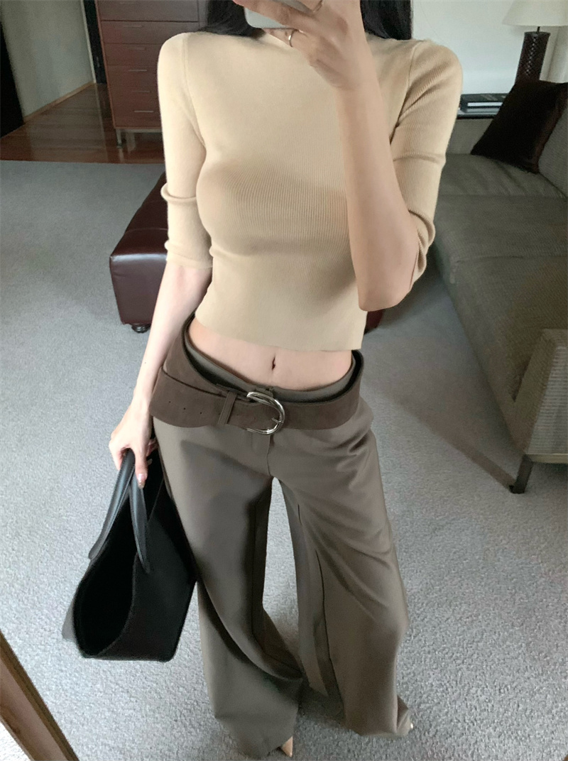 Semi-Turtleneck Knit Top