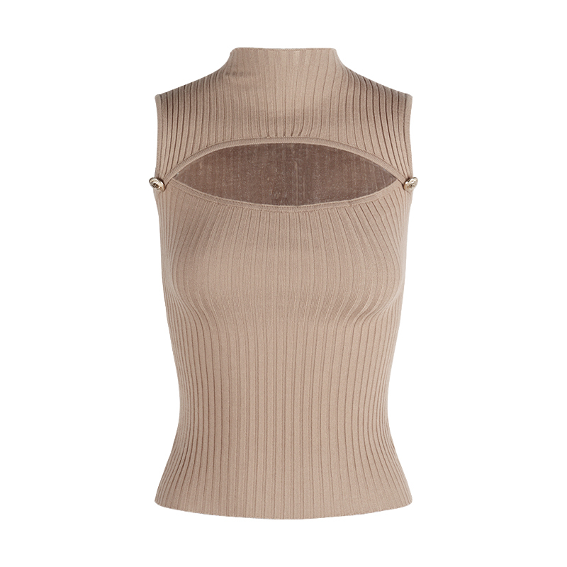 Semi-Turtleneck Knit Vest