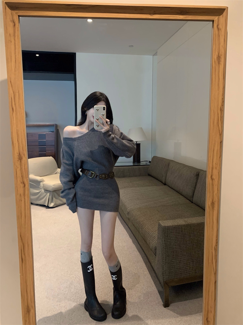 One-Shoulder Knit Dress